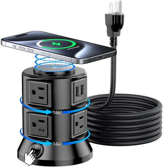 US Stock ETL Power Strip Surge Protector Outlet Extender withOutlets 4 USTowerB   6 Power Strip Flat Plug for Home/Office/School Zenn Organics Inc