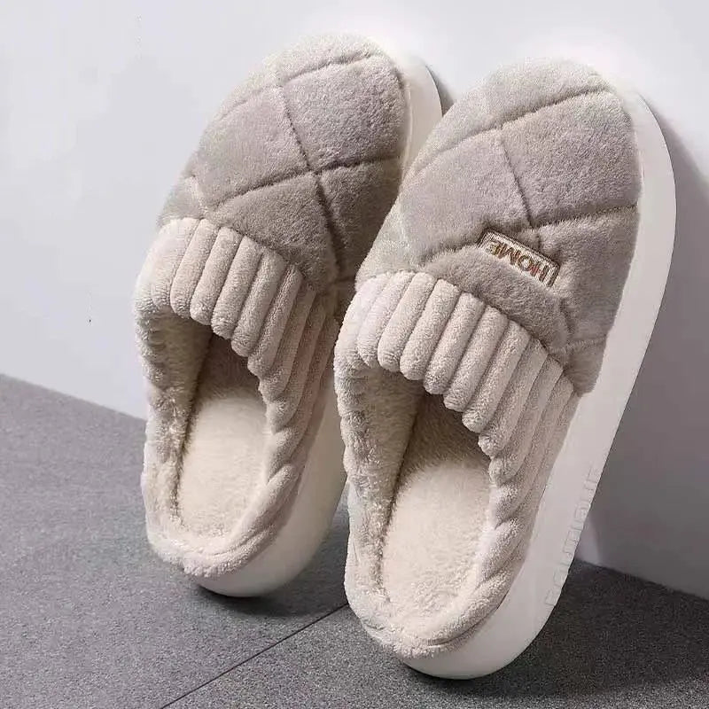 Women's Casual Home Slippers Soft Bottom Plush Slippers Anti-slip Thermal Slippers Indoor Winter Men's Fashion Casual Flats Slip Zenn Organics Inc