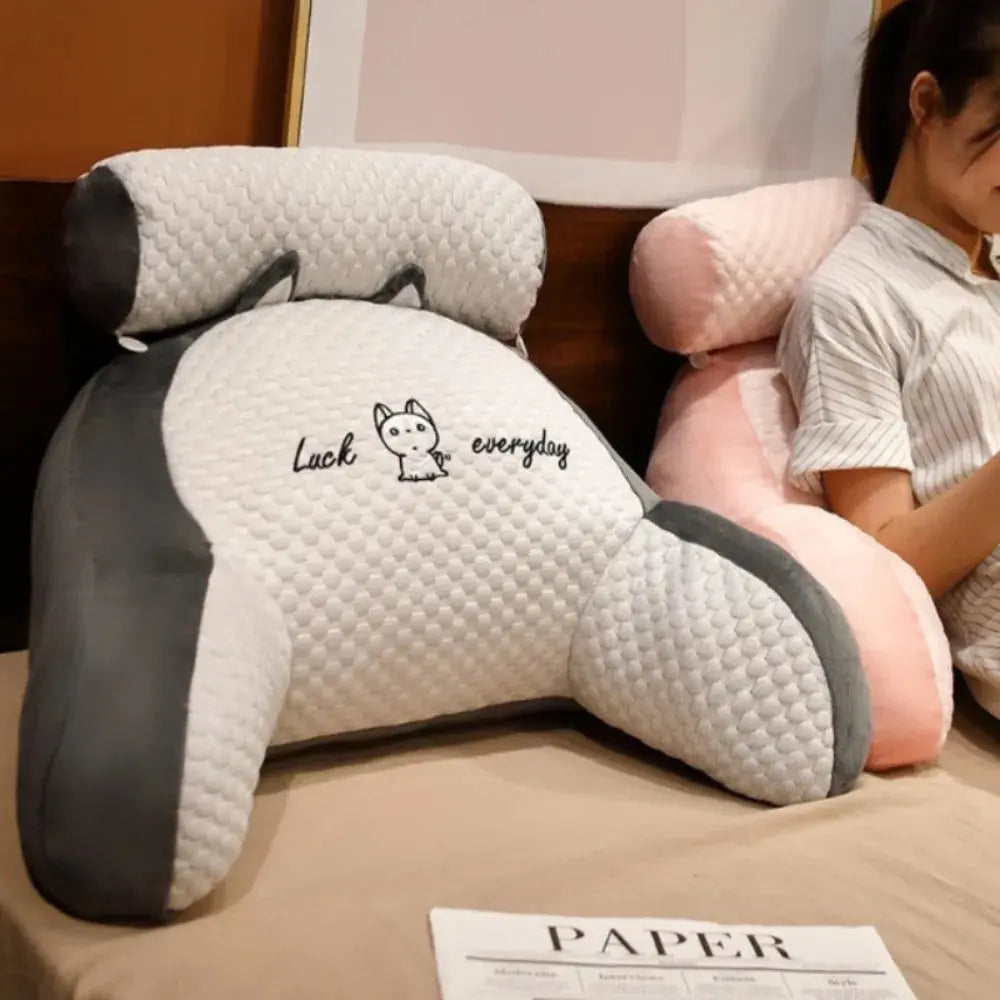 1pc Adjustable Reading Pillow - Ergonomic Back Support Cushion for Bed/Sofa/Floor, Gray Quilted Breathable Design Zenn Organics Inc