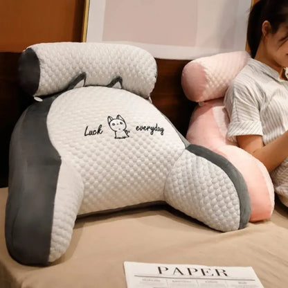 1pc Adjustable Reading Pillow - Ergonomic Back Support Cushion for Bed/Sofa/Floor, Gray Quilted Breathable Design Zenn Organics Inc