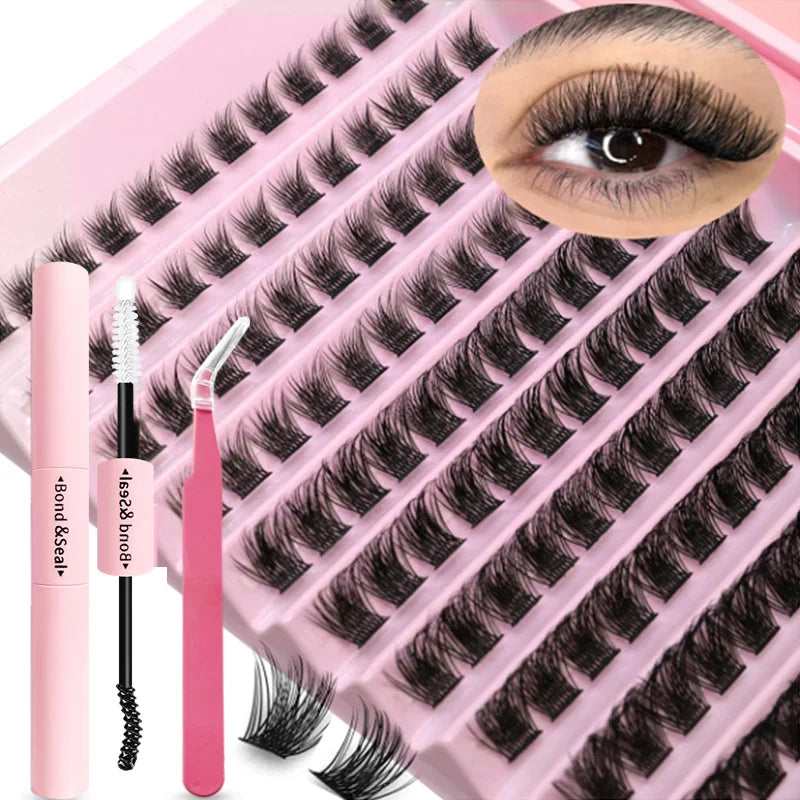 DIY Eyelash Extension Kit Individual Lashes Cluster Mix Lash Clusters with Lash Bond and Seal and Lash Accessories Zenn Organics Inc