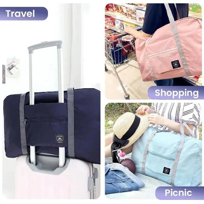 Fashionable Foldable Travel Bag: Large Capacity, Splash-Proof Carry-On Luggage Handbag for Unisex Fitness & Holiday Trips Zenn Organics Inc