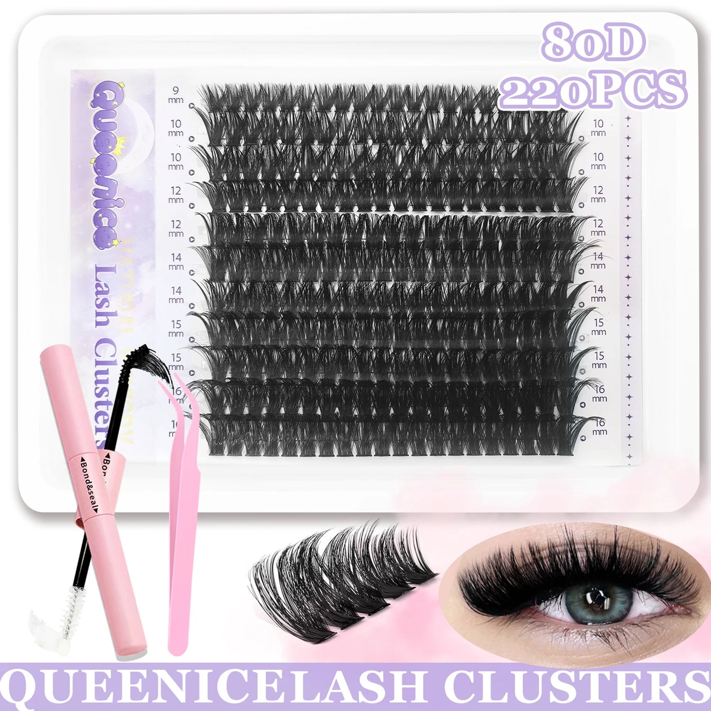DIY Eyelash Extension Kit Individual Lashes Cluster Mix Lash Clusters with Lash Bond and Seal and Lash Accessories Zenn Organics Inc
