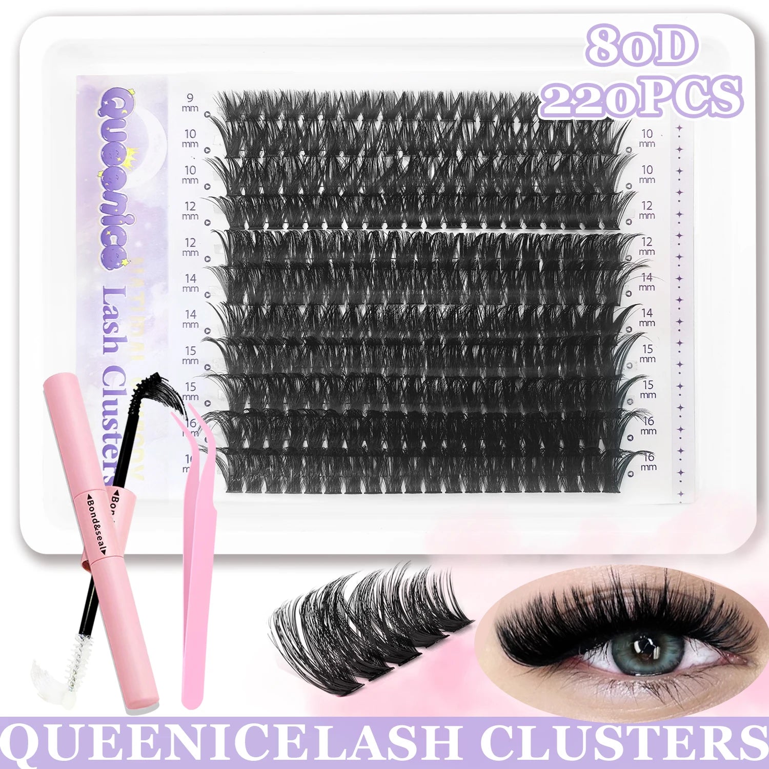 DIY Eyelash Extension Kit Individual Lashes Cluster Mix Lash Clusters with Lash Bond and Seal and Lash Accessories Zenn Organics Inc