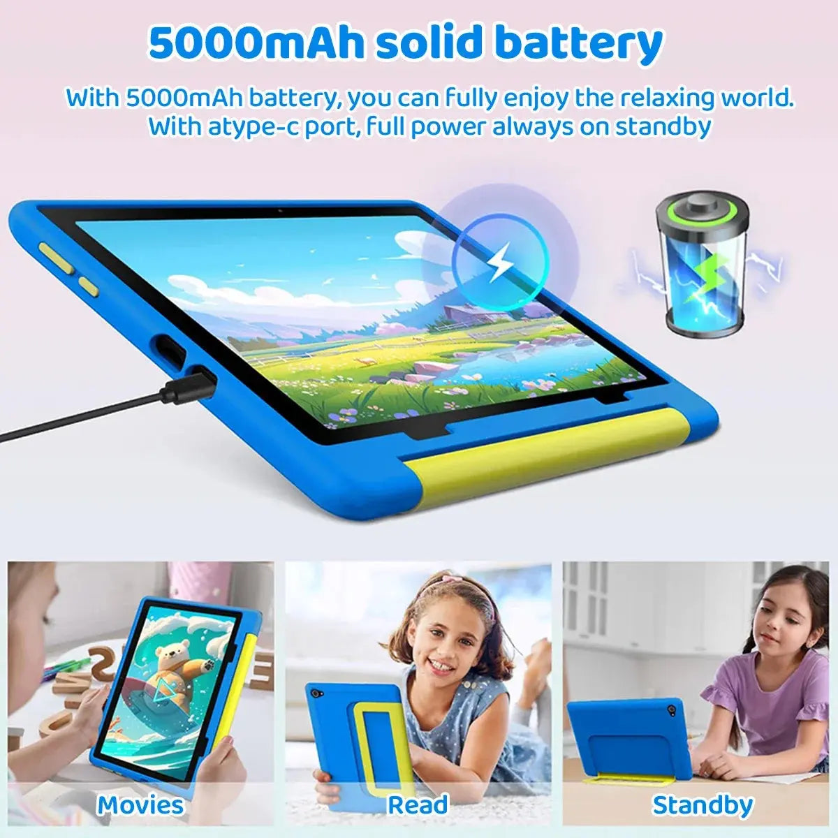 Kid Tablet Android 15 Tablet for Kids 10 inch 20GB+64GB 8-Core with Case 1TB TF Expandable for Toddler Children Parental Control Zenn Organics Inc