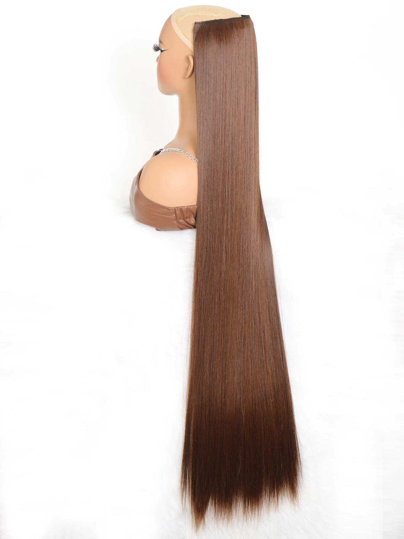 Synthetic 5 Clip In Hair Extensions Long Straight Hairstyle Hairpiece Black Brown Blonde 80CM Natural Fake Hair For Women Zenn Organics Inc
