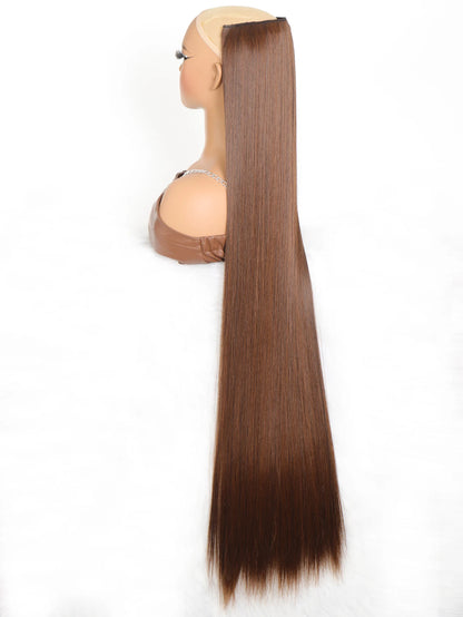Synthetic 5 Clip In Hair Extensions Long Straight Hairstyle Hairpiece Black Brown Blonde 80CM Natural Fake Hair For Women Zenn Organics Inc
