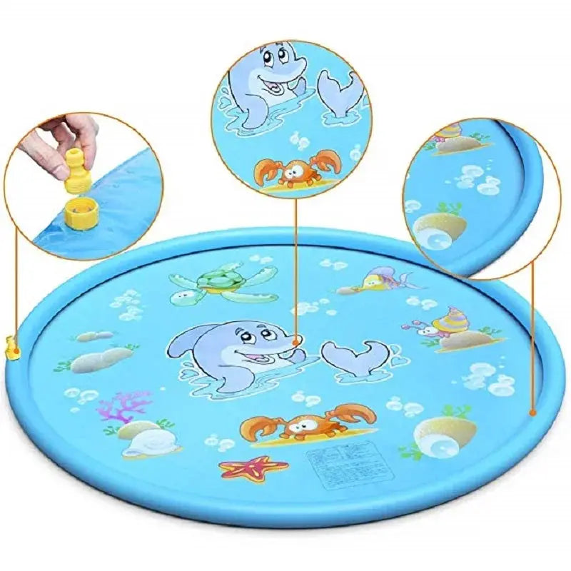 Summer Outdoor Garden Lawn Sea Animal Inflatable Cold Water Spray Kids Sprinkler Interactive Play Game Pad Mat Tub Bath Toys Zenn Organics Inc