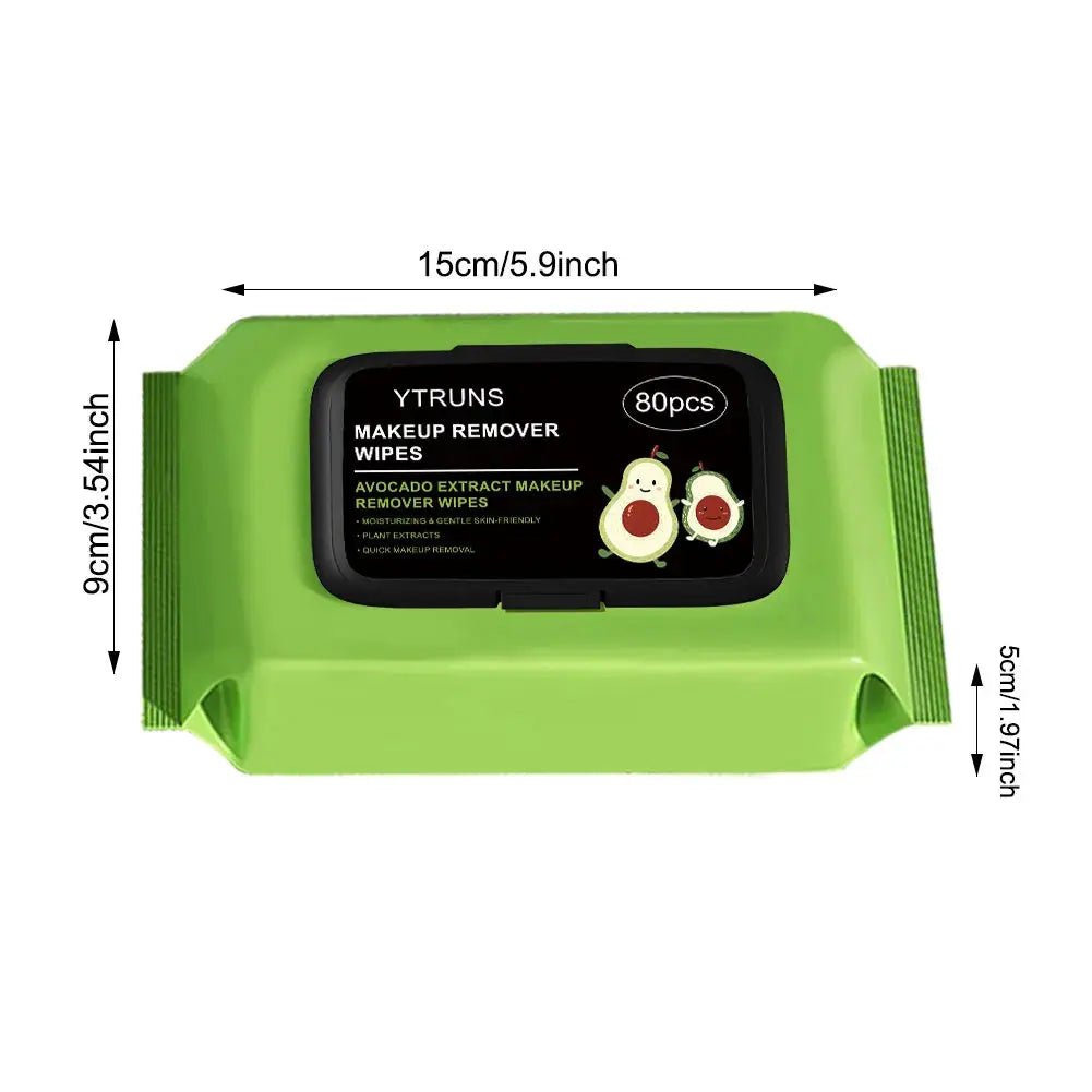 80-pack Zenn Organics avocado-scented makeup removing wipes with deep cleansing and travel-friendly single-use design.
