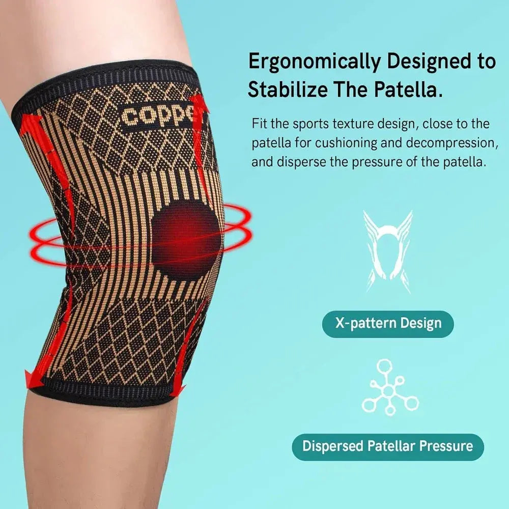 Copper Knee Brace for Arthritis Pain & Support-Copper Knee Sleeve for knee pain Compression sleeve for Sports,Knee Pain Relief Zenn Organics Inc