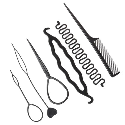 Fashion 6Pcs/Set Popular Ponytail Creator Plastic Loop Styling Tools Black Pony Topsy Tail Clip Hair Braid Maker Styling Tool Zenn Organics Inc