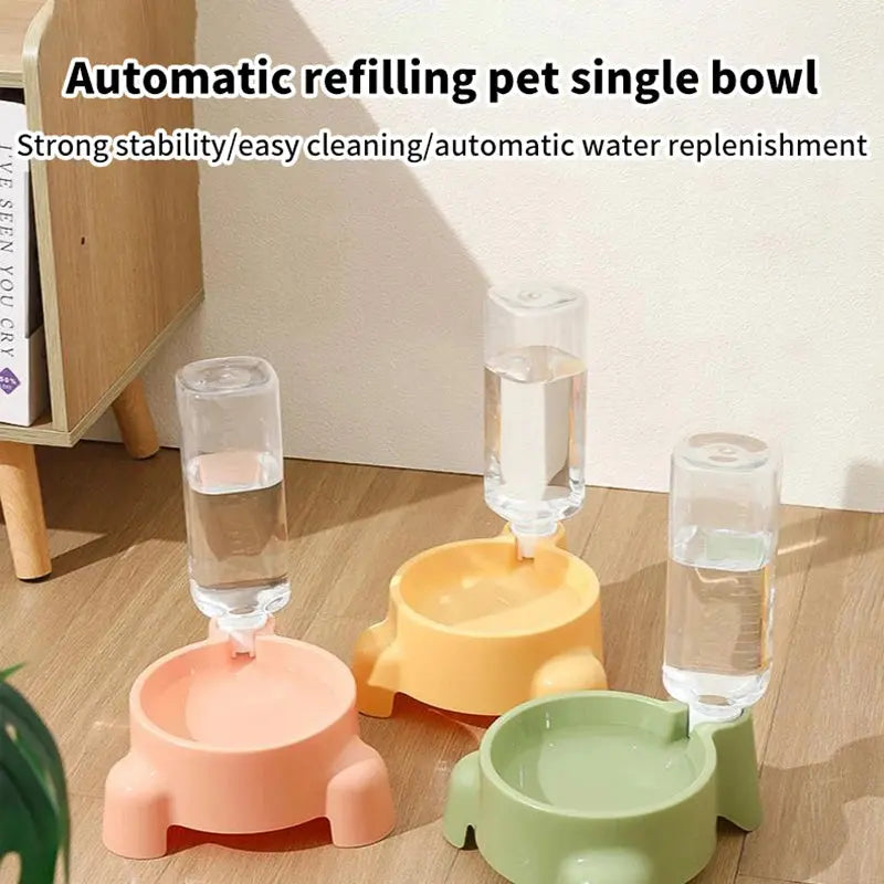Zenn Organics pet water bottle with automatic dispenser for puppies and cats, featuring a single drinking bowl for easy hydration.