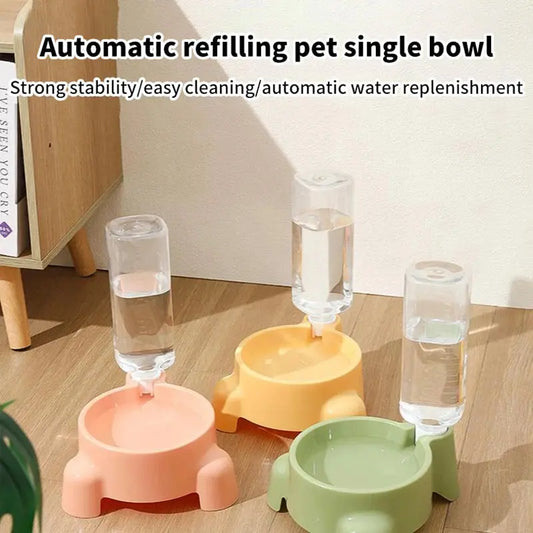 Zenn Organics pet water bottle with automatic dispenser for puppies and cats, featuring a single drinking bowl for easy hydration.