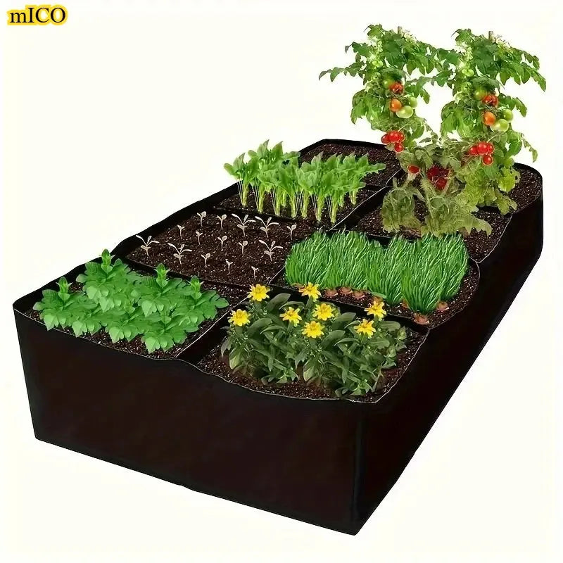 Garden Bed, 128 Gallon 8 Grids Plant Grow Bags, 3x6FT Breathable Planter Raised Beds For Growing Vegetables Potatoes Flowers Zenn Organics Inc