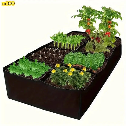 Garden Bed, 128 Gallon 8 Grids Plant Grow Bags, 3x6FT Breathable Planter Raised Beds For Growing Vegetables Potatoes Flowers Zenn Organics Inc