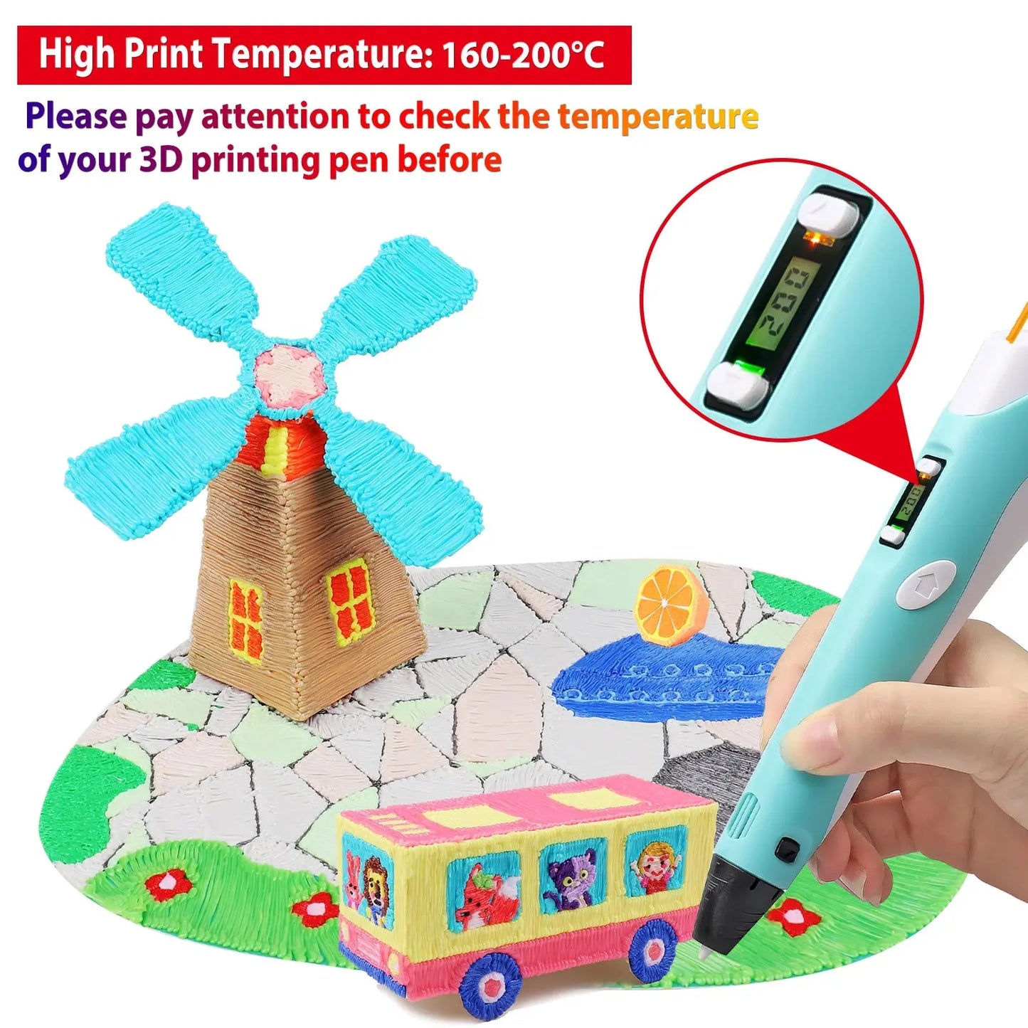 32 Colors 3D Pen Filament 1.75mm PLA, Each Color 10Feet(3m), Total 320 Feet (96m) 3D Pen Filament Refills, Random Color Zenn Organics Inc