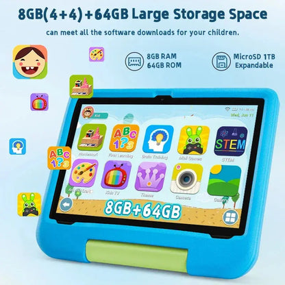 Kids Tablet, 10.1-inch Children 2025 Android 15 Tablets with Eye Protection Screen, 8GB(4+4GB) RAM 64GB Storage, 5000mAh Battery Zenn Organics Inc