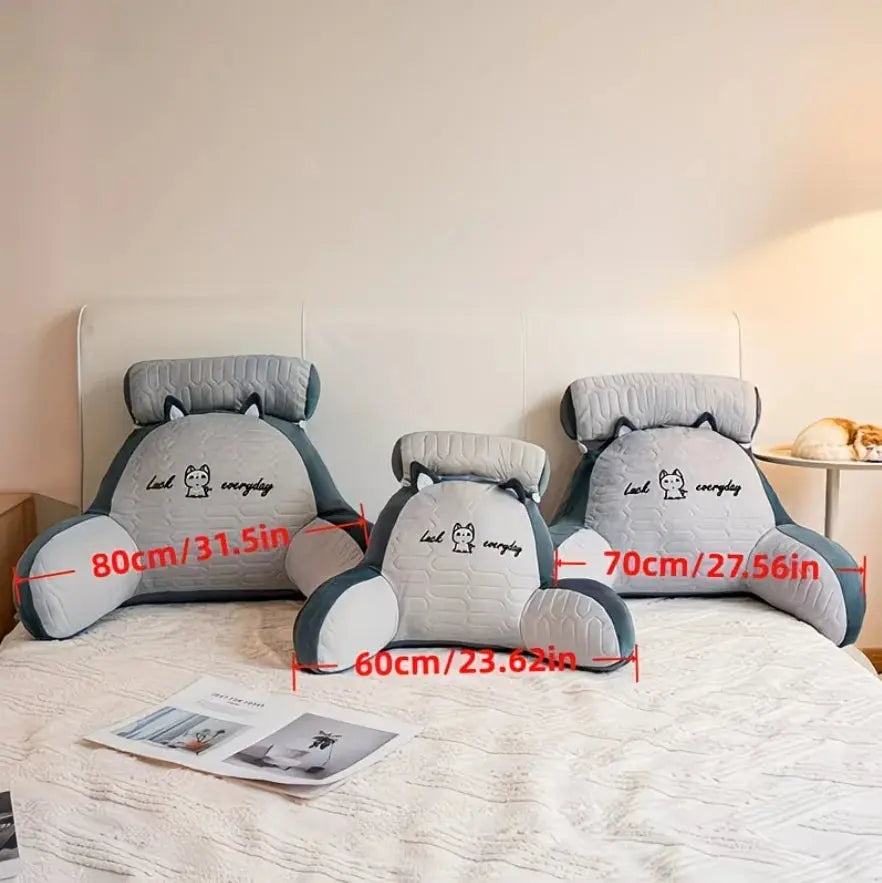 1pc Adjustable Reading Pillow - Ergonomic Back Support Cushion for Bed/Sofa/Floor, Gray Quilted Breathable Design Zenn Organics Inc
