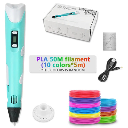 3D Pen For Children 3D Printing Drawing Pen DIY Funny Set for Kids Chidren Birthday Chrismas Creative Gift with PLA Filament Zenn Organics Inc
