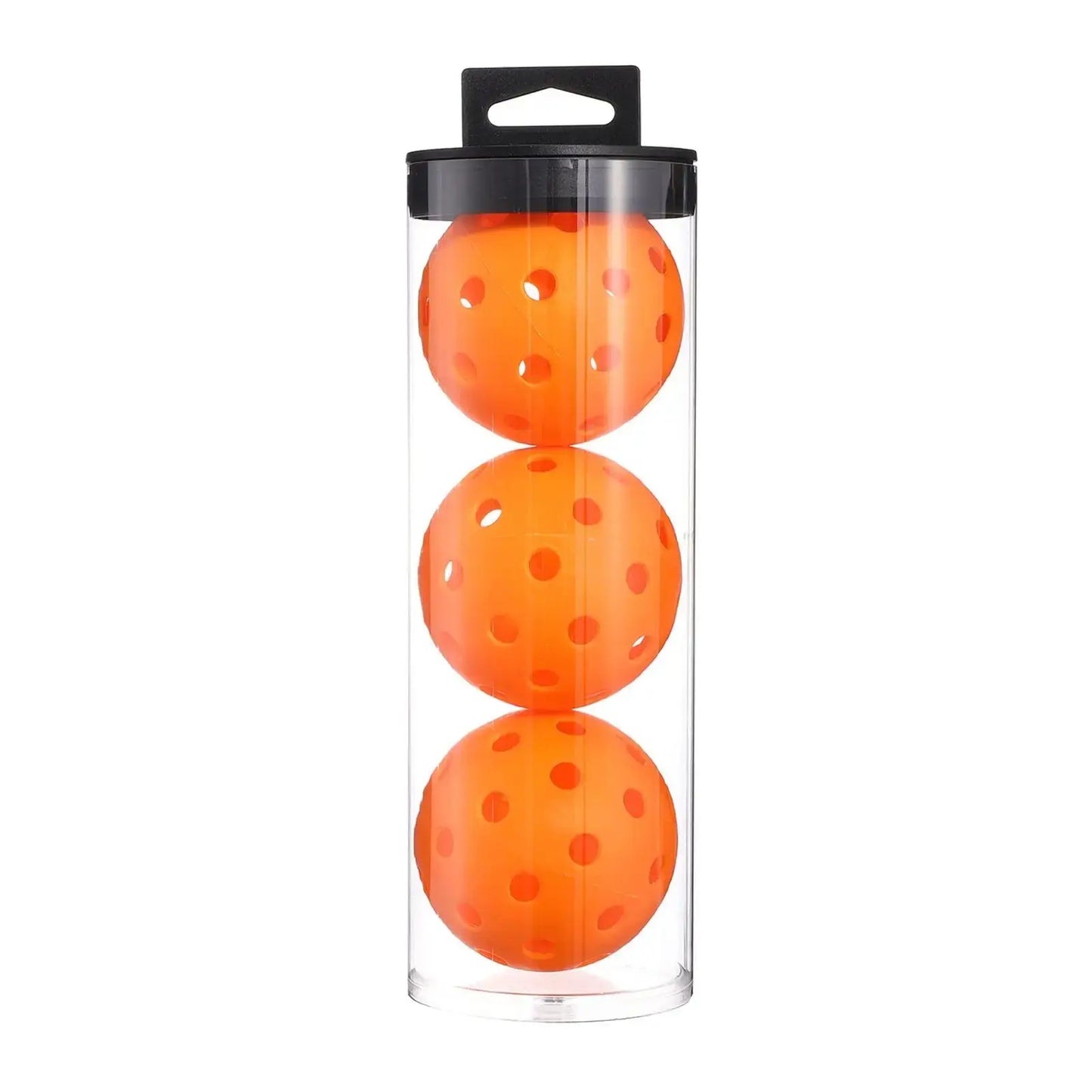 Set of three Zenn Organics Inc pickleball balls with 40 holes, ideal for outdoor court training and recreational play.