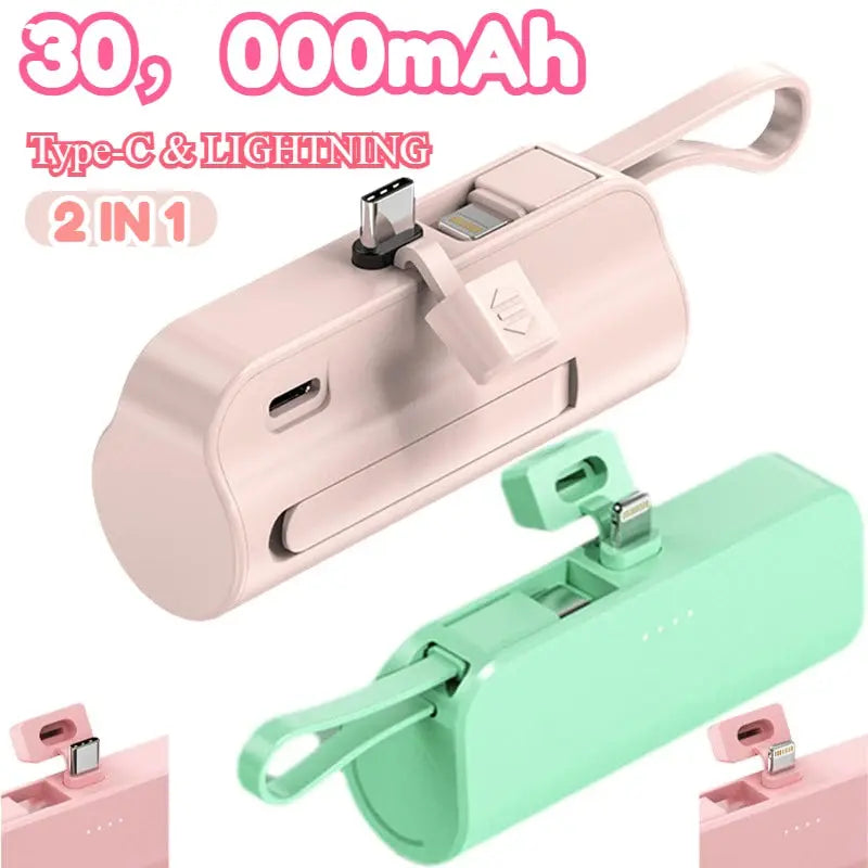 30000mAh Mini Powerbank Compact Portable Charger Pocket Power Bank with Stand Compatible with IPhone Android External Battery Zenn Organics Inc