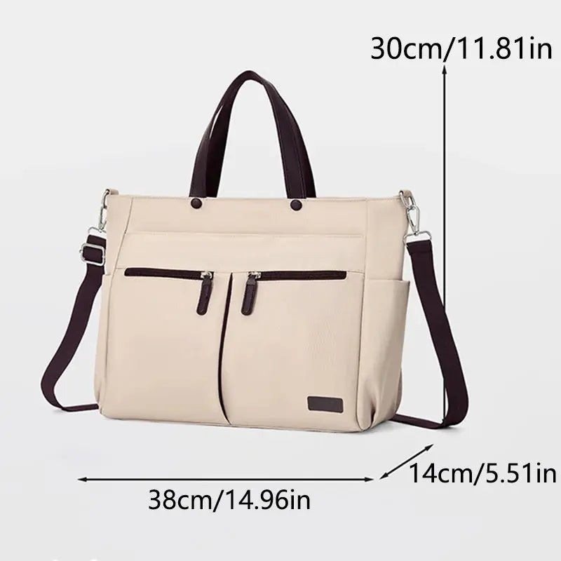【 Laptop Bag 】 Nylon casual ladies' laptop bag, daily commuting briefcase, lightweight double main pocket single-shoulder bag Zenn Organics Inc