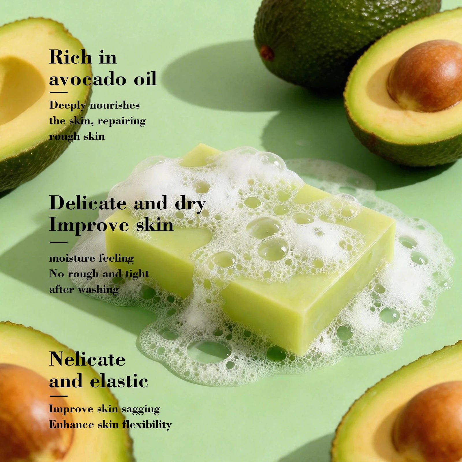 Organic Avocado Extract Soap Hydrating Soothe Repair Rough Skin Brighten Smooth Glowing Face Body Wash Zenn Organics Inc
