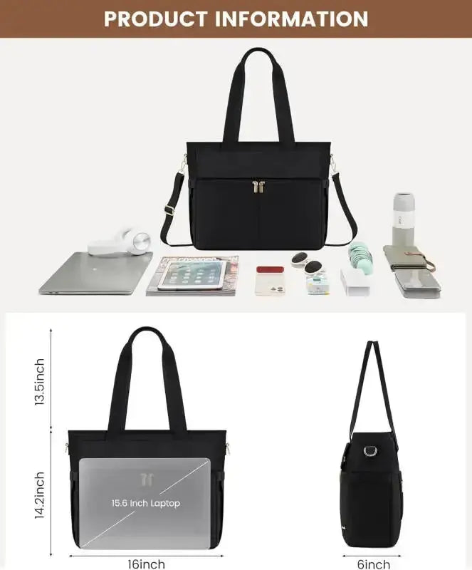 Women Laptop Tote Bag Large Capaci Handheld Shoulder Casual Crossbody Bag Commuter OL Inner Ket Nylon Fabric for 15.6 Inch Bag Zenn Organics Inc