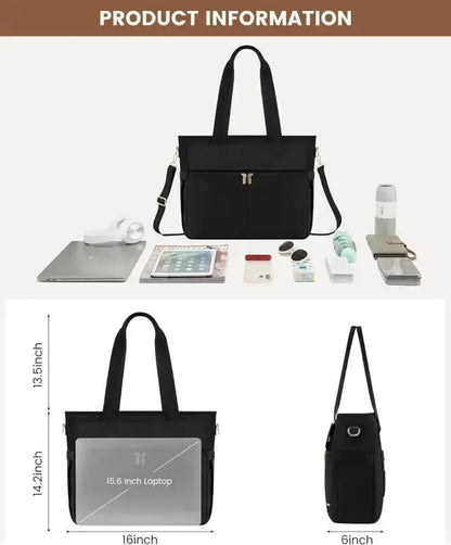 Women Laptop Tote Bag Large Capaci Handheld Shoulder Casual Crossbody Bag Commuter OL Inner Ket Nylon Fabric for 15.6 Inch Bag Zenn Organics Inc