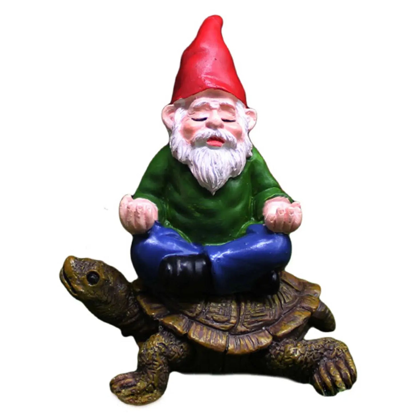 Garden Gnome Figurine Ornaments Hand Painted Lawn Decoration Riding Turtle for Landscape Porch Decor Zenn Organics Inc