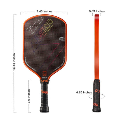 JUCIAO T-Titanium Pickleball Paddle Carbon Fiber Pickleballs For Spin And Control Foam  Injected Edges Thermoformed Pickleball Zenn Organics Inc