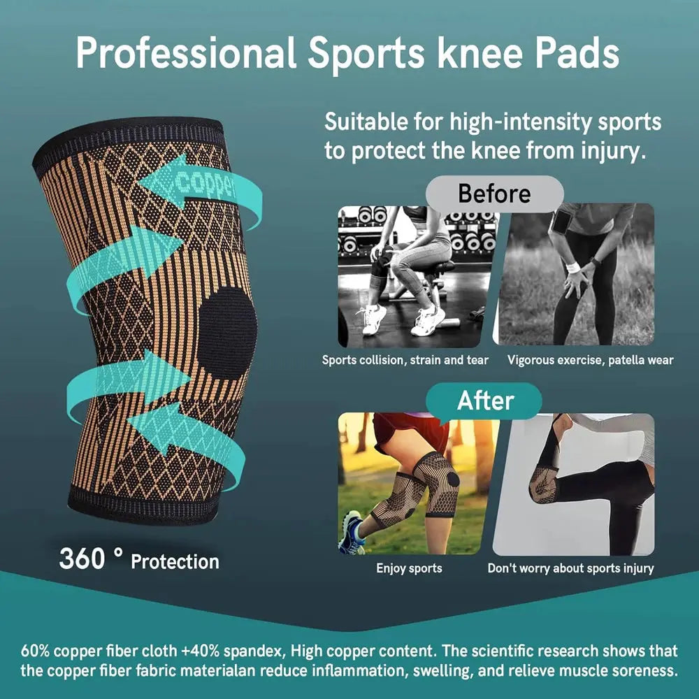 Copper Knee Brace for Arthritis Pain & Support-Copper Knee Sleeve for knee pain Compression sleeve for Sports,Knee Pain Relief Zenn Organics Inc