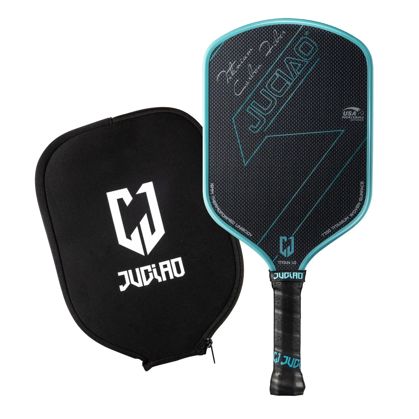 JUCIAO T-Titanium Pickleball Paddle Carbon Fiber Pickleballs For Spin And Control Foam  Injected Edges Thermoformed Pickleball Zenn Organics Inc