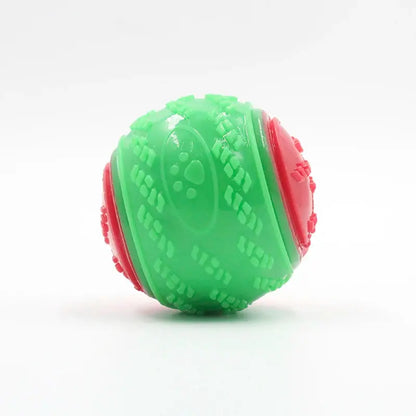 Soft TPR squeaky dog ball toy from Zenn Organics Inc, designed for interactive play and teeth cleaning for dogs.