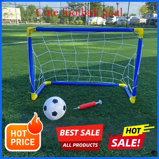 Portable Indoor/Outdoor Toy Football Goal Set44x25cm - Micro Soccer Net Pump&Ball Lightweight Kids Training Park Beach Games Zenn Organics Inc
