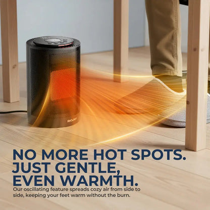 Portable PTC Heater, Hot Air Convection Fan Heater with 16-37℃ Thermostat, Oscillating Electric Space Heater for Home Office Zenn Organics Inc