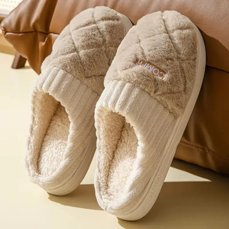 Women's Casual Home Slippers Soft Bottom Plush Slippers Anti-slip Thermal Slippers Indoor Winter Men's Fashion Casual Flats Slip Zenn Organics Inc