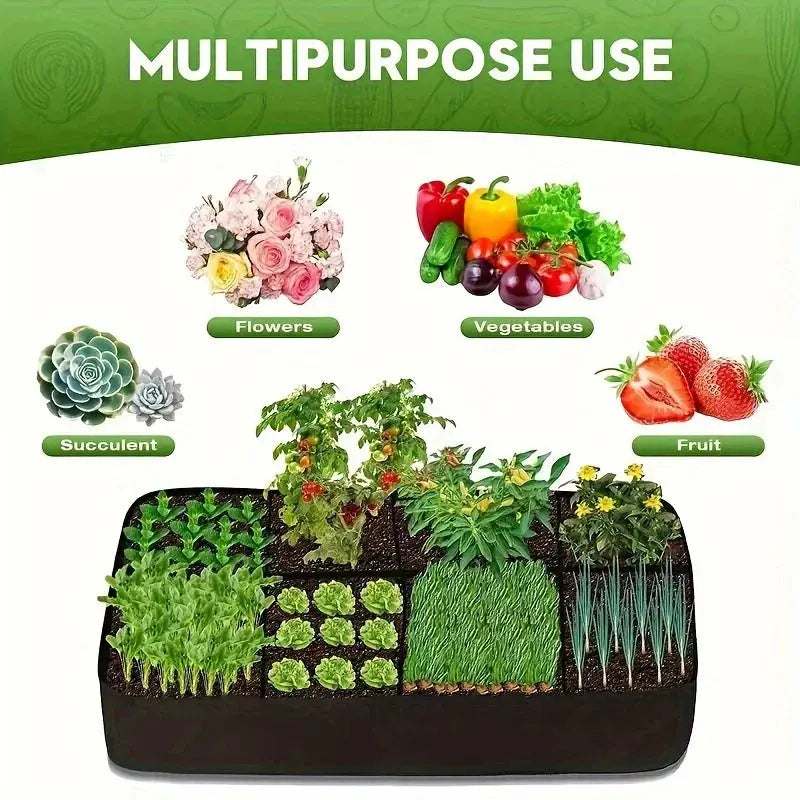 Garden Bed, 128 Gallon 8 Grids Plant Grow Bags, 3x6FT Breathable Planter Raised Beds For Growing Vegetables Potatoes Flowers Zenn Organics Inc