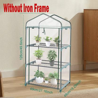 Garden Greenhouse 4 Tier Walk-in Green House Transparent Cover with Doors & Windows Small Waterproof Frost Without Iron Frame Zenn Organics Inc