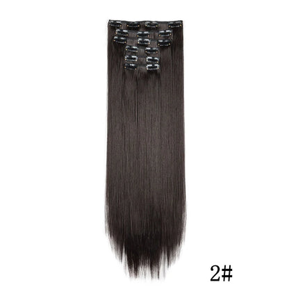 Synthetic Clips in Hair Extensions Long Straight Hairstyle Blonde Black Hairpieces Heat Resistant False Hair Daily Use Zenn Organics Inc