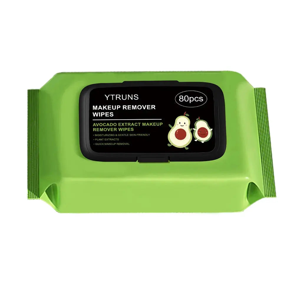 80-pack Zenn Organics avocado-scented makeup removing wipes for deep cleansing, travel-friendly, single-use facial wipes.