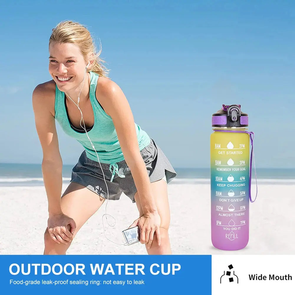 1L Water Bottle Portable Sport Water Bottle Pretty Drink Bottle Leakproof Gym Water Bottle for Outdoor Travel Fitness Cycling Zenn Organics Inc