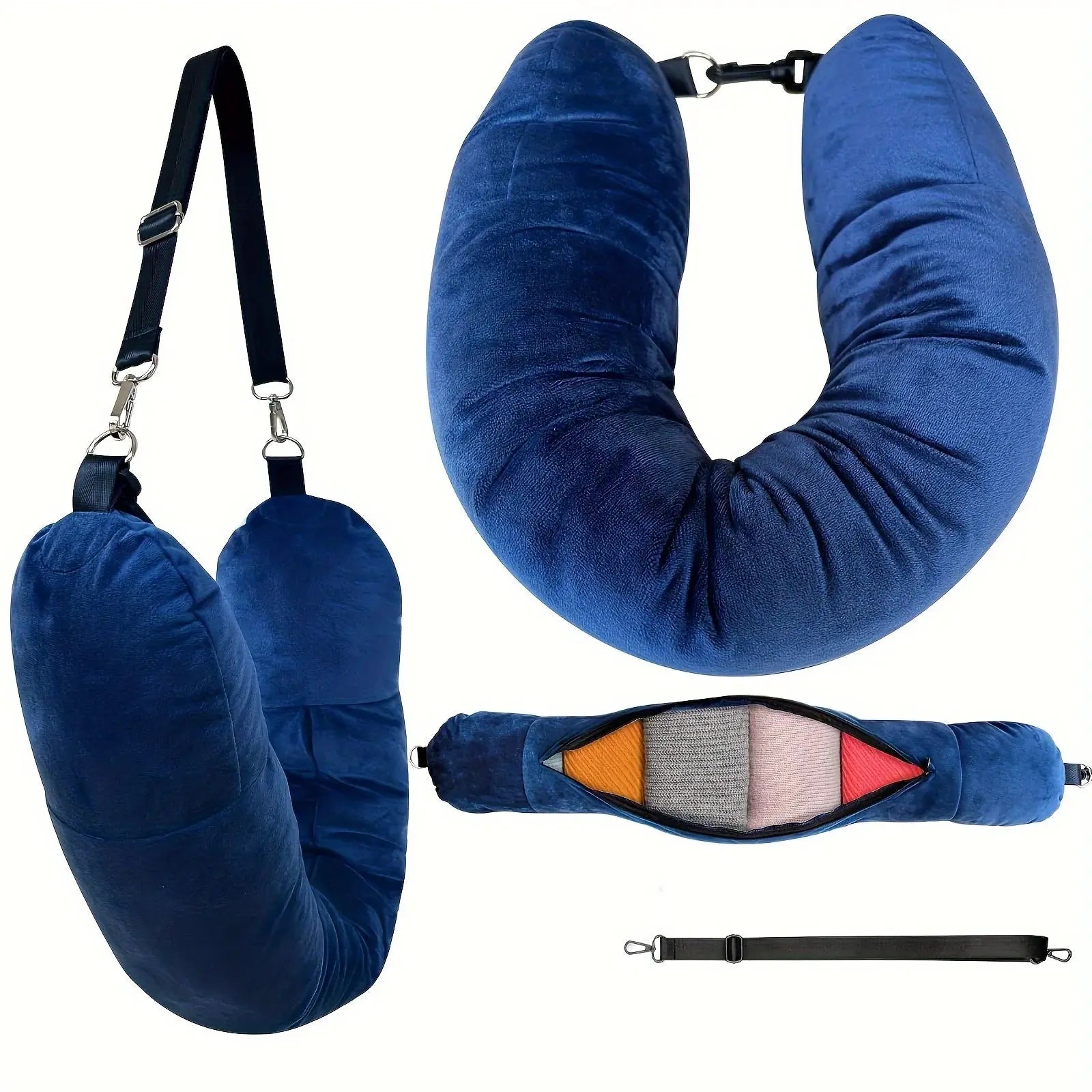 Travel U-shaped Pillow That Can Be Filled with Clothes, Easy to Carry, Essential for Flights and Daily Use| Portable Outdoor Zenn Organics Inc