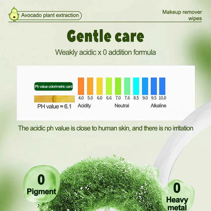 80 pcs Zenn Organics avocado-scented makeup removing wipes, deep cleansing, travel-friendly single-use cloths for gentle skincare.