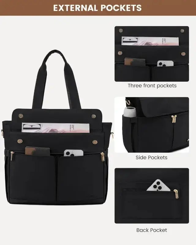 Women Laptop Tote Bag Large Capaci Handheld Shoulder Casual Crossbody Bag Commuter OL Inner Ket Nylon Fabric for 15.6 Inch Bag Zenn Organics Inc