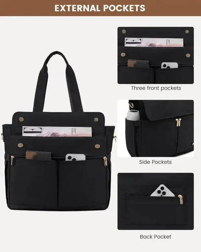 Women Laptop Tote Bag Large Capaci Handheld Shoulder Casual Crossbody Bag Commuter OL Inner Ket Nylon Fabric for 15.6 Inch Bag Zenn Organics Inc