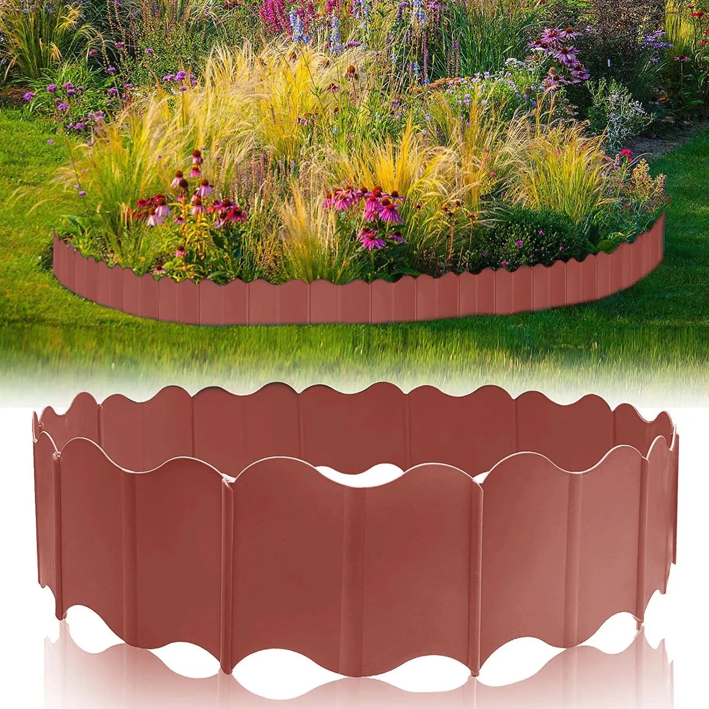 Garden Edging Borders Grass Lawn Fence Path Patio Interlocking Decorative Outdoor Barrier Landscape Edging for Yard Garden Zenn Organics Inc