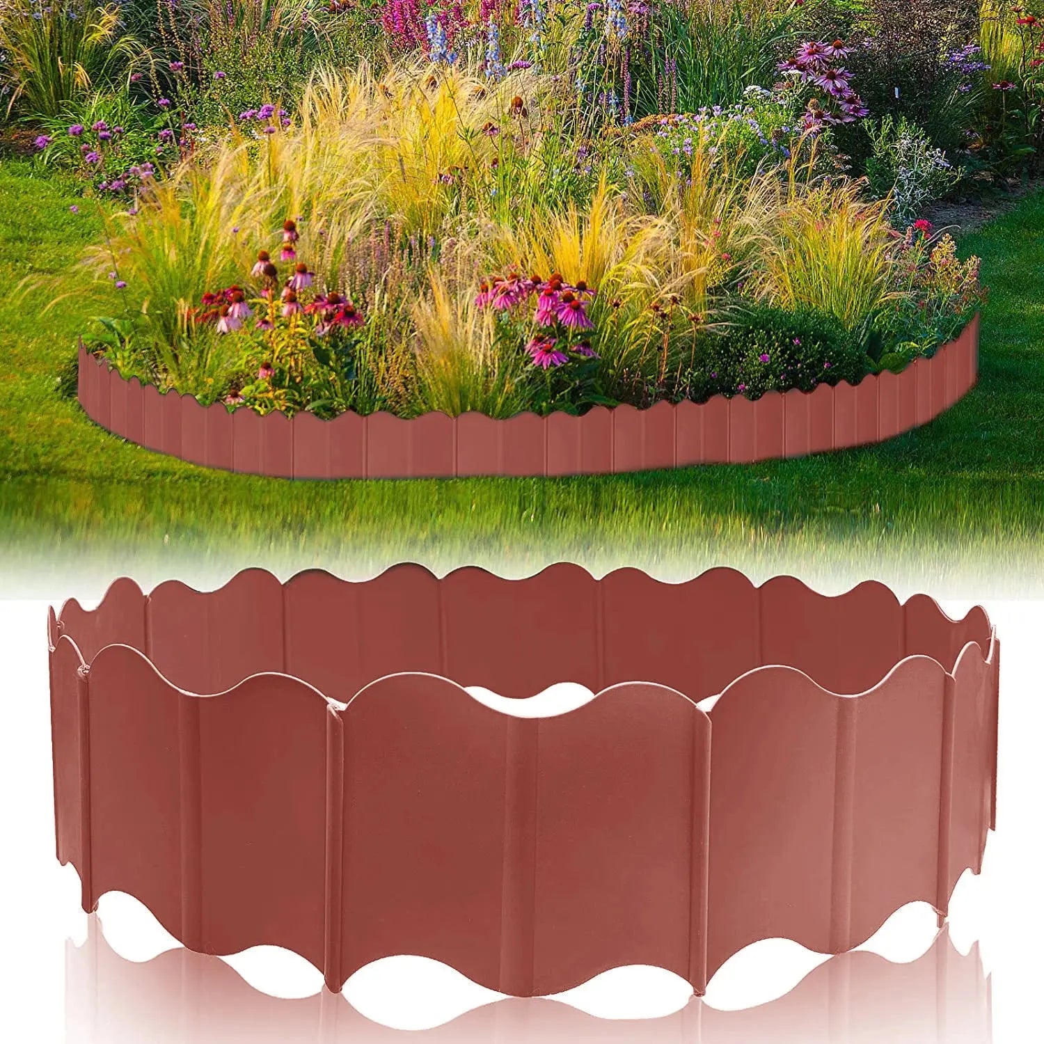 Garden Edging Borders Grass Lawn Fence Path Patio Interlocking Decorative Outdoor Barrier Landscape Edging for Yard Garden Zenn Organics Inc