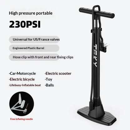 OFFBONDAGE Bike Pump 230PSI High Pressure Portable Pump Universal US/France Valves with Inflating Needle Car Motorcycle Balls Zenn Organics Inc