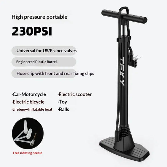OFFBONDAGE Bike Pump 230PSI High Pressure Portable Pump Universal US/France Valves with Inflating Needle Car Motorcycle Balls Zenn Organics Inc